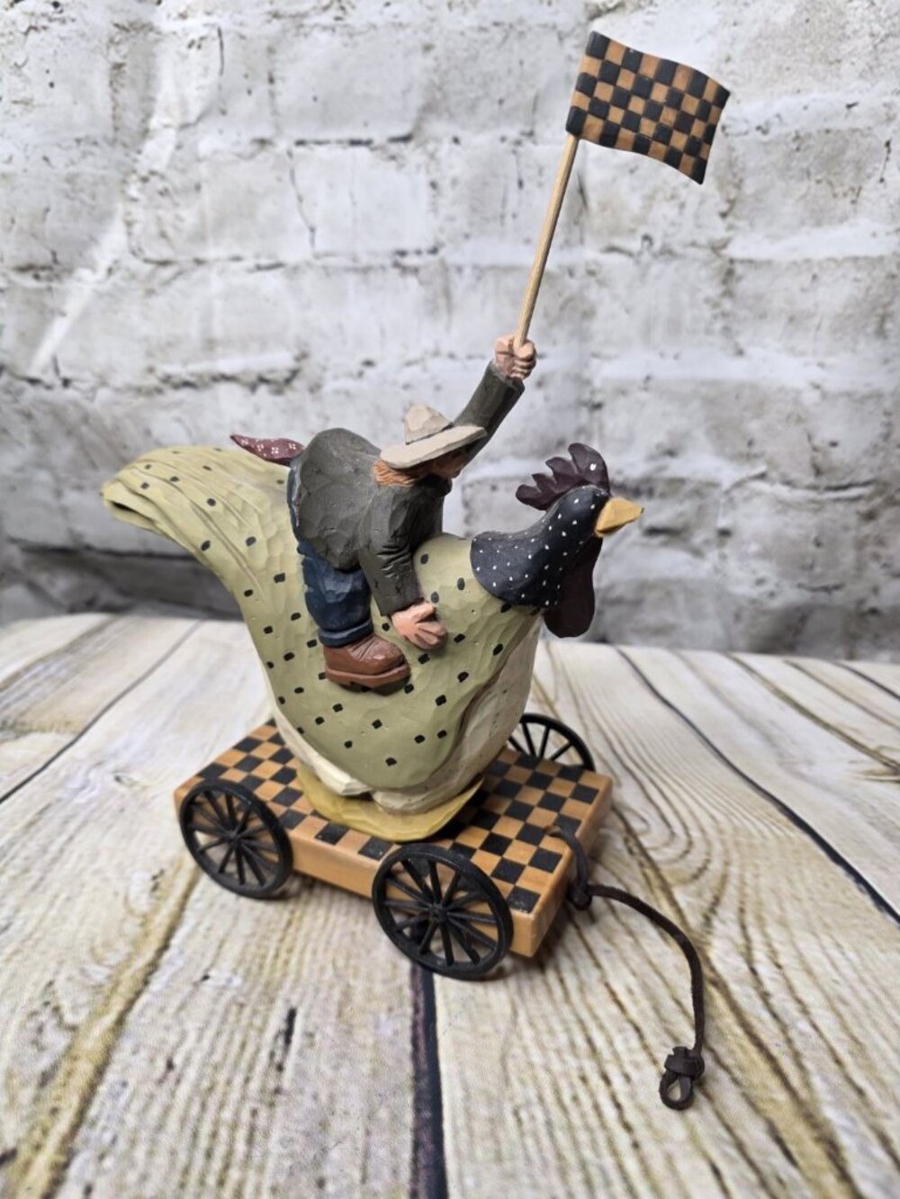 Vtg 1997 Williraye Studio Folk Art Rooster Races WW1425 Decor Figure Riding